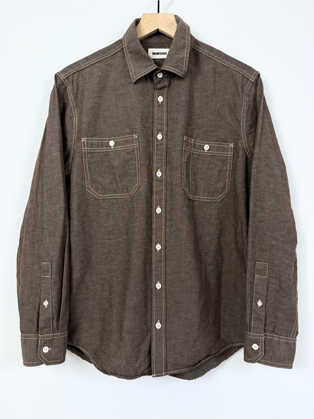 Taylor Stitch The Utility Shirt Soil Nep Size 40 M Brown Workwear